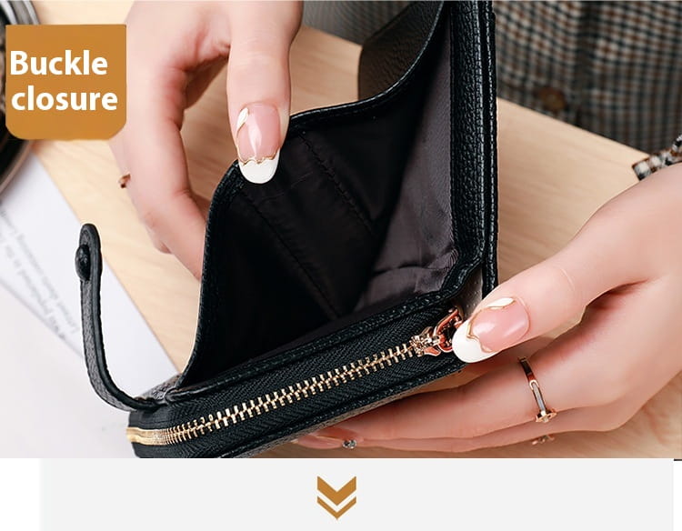 Solid Color Leather Wallet with Breathable Antibacterial Pu Lining