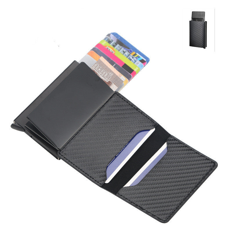 Carbon Fiber RFID Anti-theft Swiping Automatic Pop-up Card Package - Steal This Wallet If You Dare Snazzy Anti-Theft