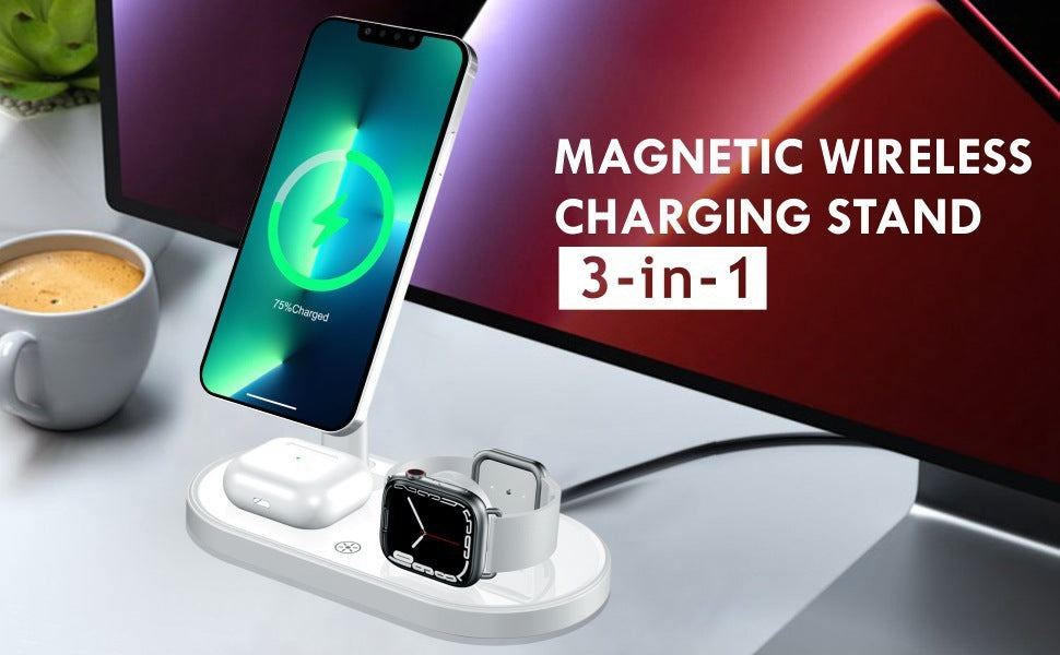 Multifunctional Desktop Phone Holder Three-in-one Magnetic Wireless Charger - Magical Wireless Charger That Holds