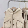 Gilet à capuche en laine d'agneau Gilet à la mode Gilet extérieur  - Beige