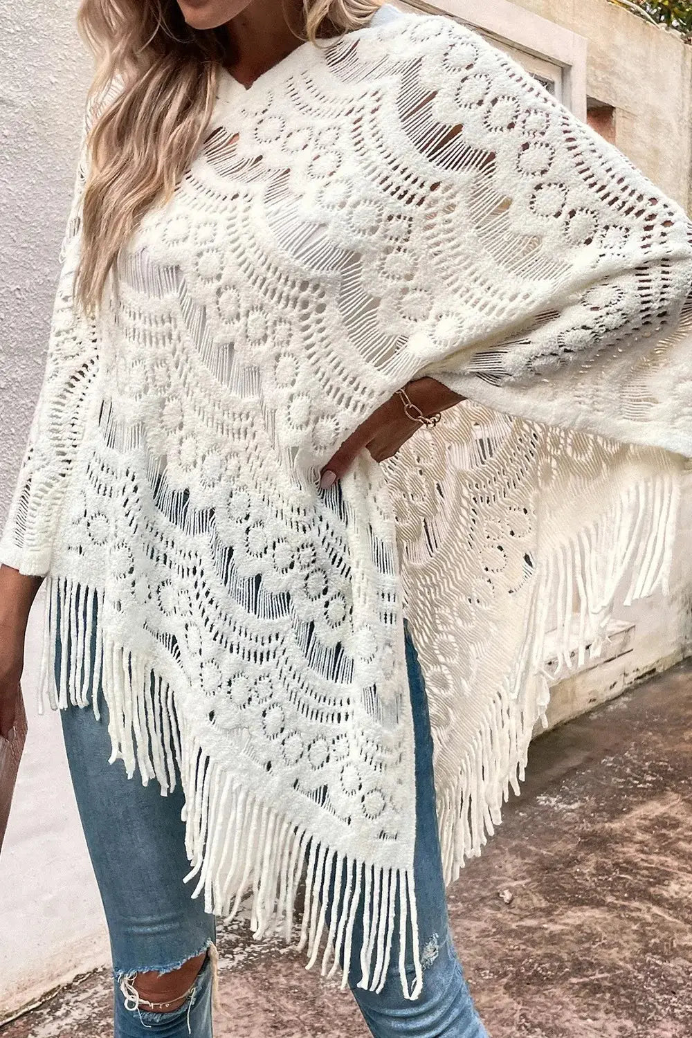 Crochet Flower Sweater Women's Loose Pullover Langhylse akrylstrikket topp