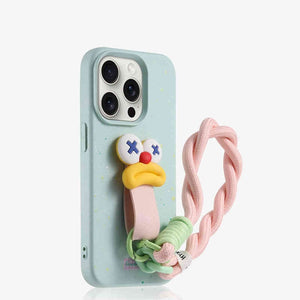 Silicone Drop-resistant Splash-ink Sausage Phone Case With Lanyard