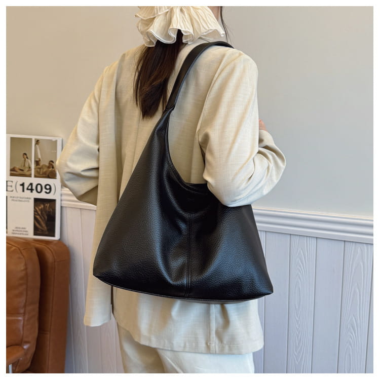 Borsa per secchio in pelle PU con tasche con cerniera borsetta di grande capacità per le donne