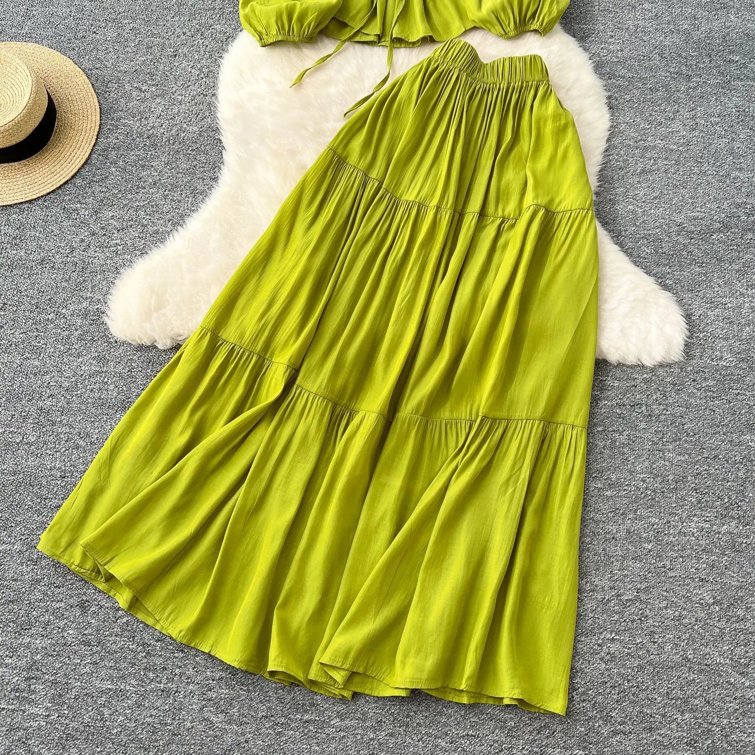 Polyester A-lijn rok met lange mouwen in meerdere kleuren voor vrouwen