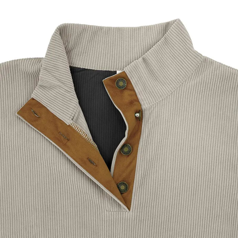 Mens Corduroy Léine Long Sleeve Long Cnaipe Ócáideach Suas Barr Polyester Plus Méid