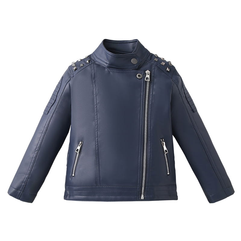 Solid Color Leather Fabric for Fashion Casual Jackets in Black and Royal Blue
