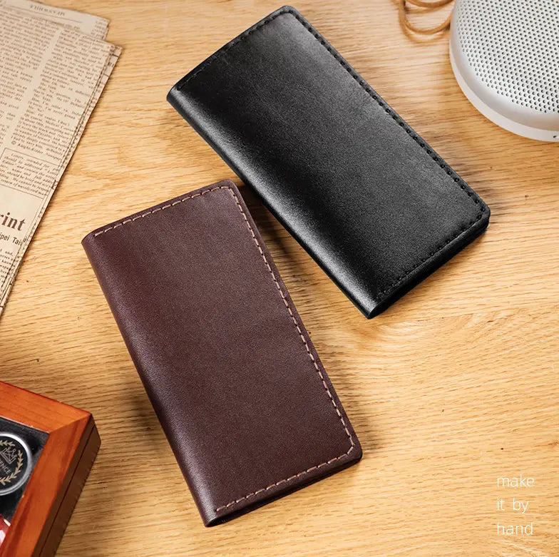 Men’s Leather Wallet US Shipping Open Square Business Bag in Black or Brown