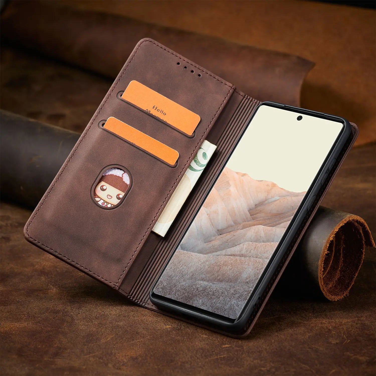 Mobile Phone Leather Case Magnetic Flip Cover