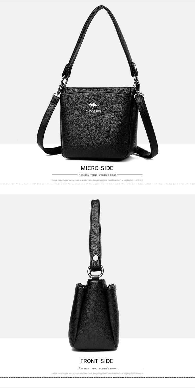 Rucsac cu valiză cu găleată din piele moale cu buzunar telefonic mai multe culori