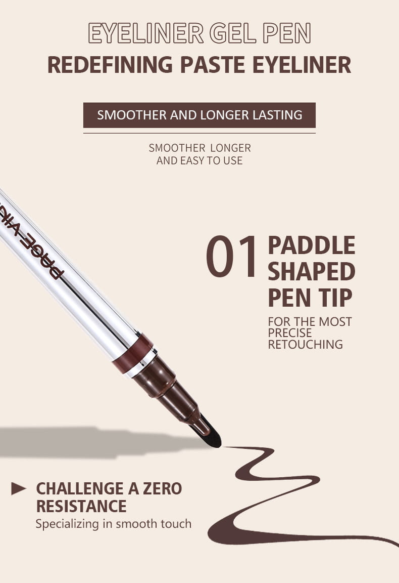 Vedenpitävä nestemäinen silmäkynä musta ruskea kestävä sammutuskestävä meikki