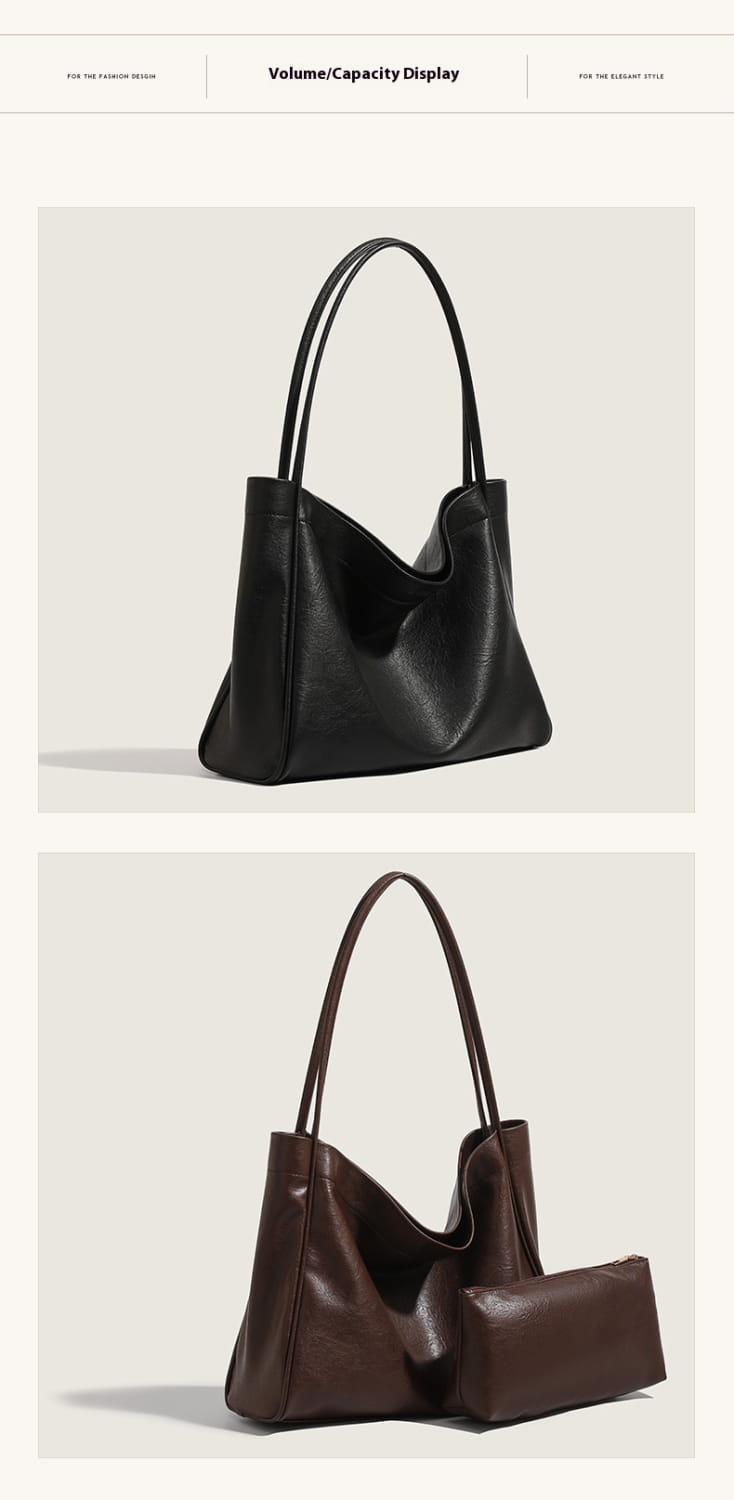 Casual Soft Leather Retro Style Commuter Shopping Shoulder Bag