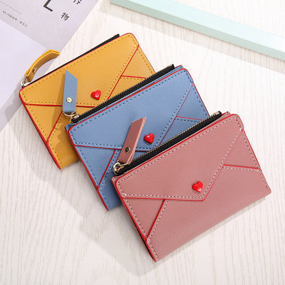 Heart-shaped Short Women’s Pu Card Bag - Heart-Shaped PU Bag: Love Your Cash in Style