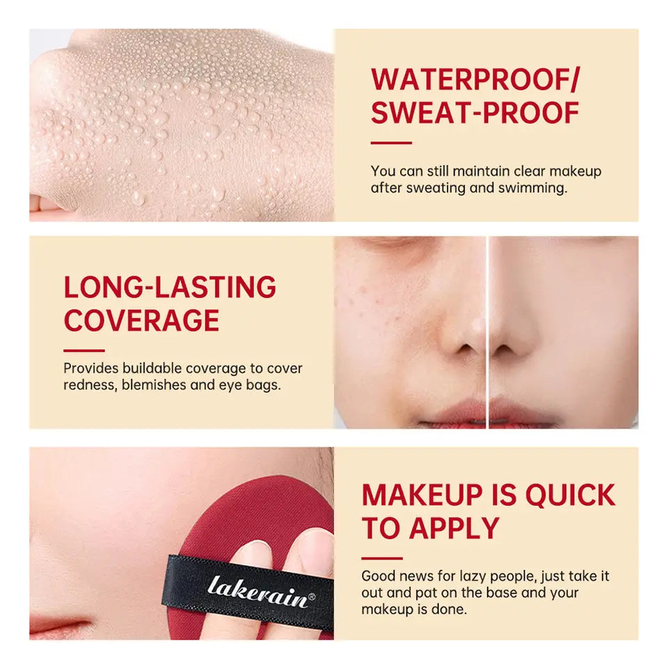 Lakerain Air Cushion Red Shell Foundation Light Natural Concealer Cold