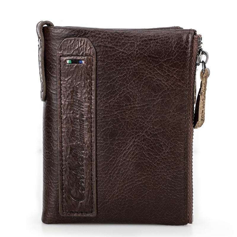 Genuine Leather Men’s Short Chic Coin Purse - Genuine Leather Purse for Chic Coinage Adventures