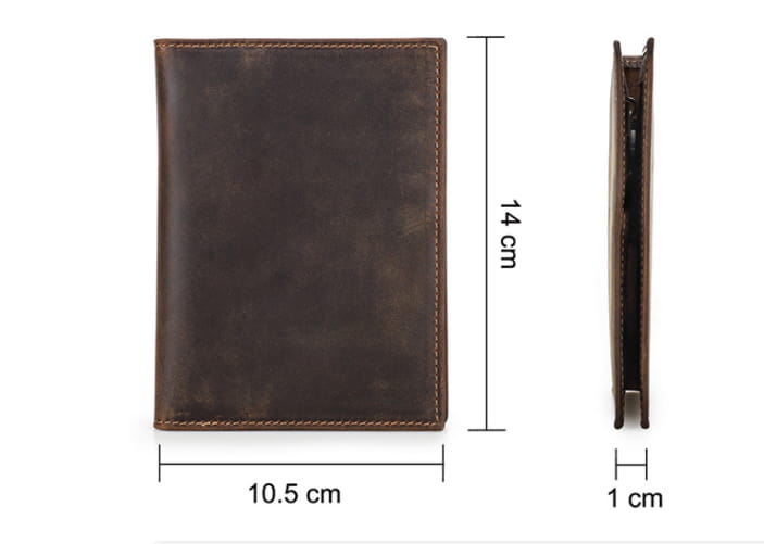 Portefeuille en cuir en cuir véritable support de carte de bifold étanche pour les hommes et les femmes