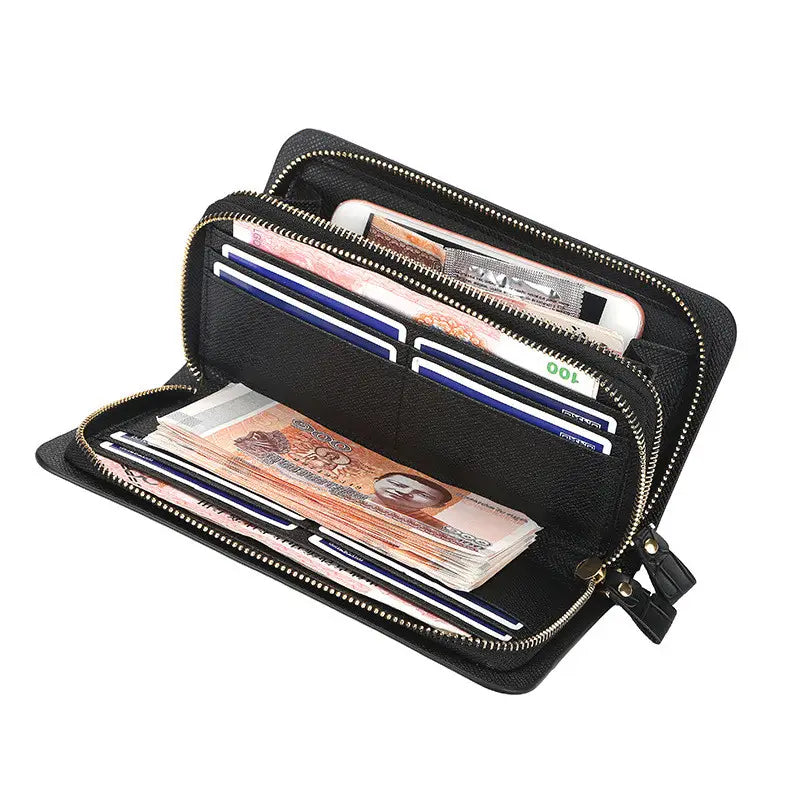 Men’s PU Leather Wallet with Zipper Long Purse for United States Buyers