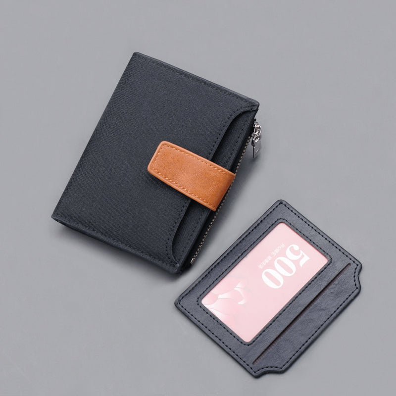 Men’s Button Short Wallet Oxford Cloth Large Capacity Canvas Wallet - Big Wallet for Small Men’s Dreams and Many Cards