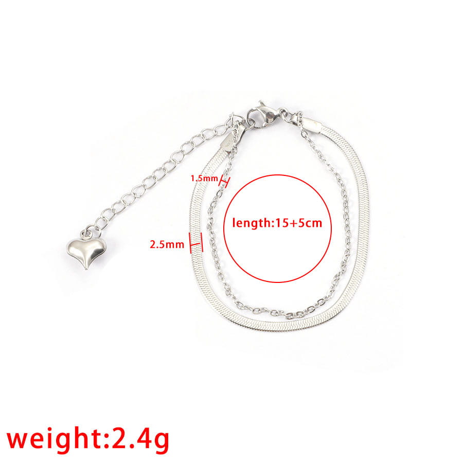 Simple Double-layer Bracelet Trendy Love Pendant Stainless Steel