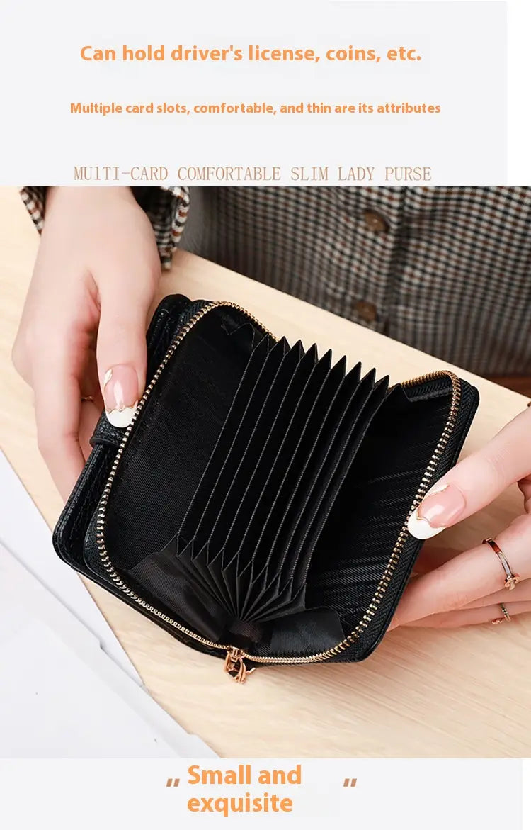 Solid Color Leather Wallet with Breathable Antibacterial Pu Lining