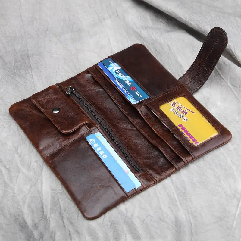 Genuine Leather Wallet with Money Clip and Concealed Compartments