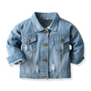 Gilet en denim distressed à manches longues avec revers pour enfants  - Bleu