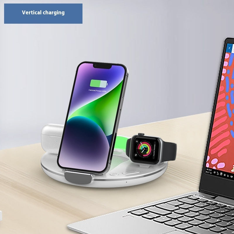 Folding Three-in-one Wireless Charger Vertical Desktop Phone Holder - Folding Three-in-One Wireless Charger for Lazy