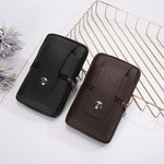 Men’s Leather Phone Bag Eyelet Buckle Large Size Waterproof - Big Boy Phone Bag That Can Handle Splash Zone