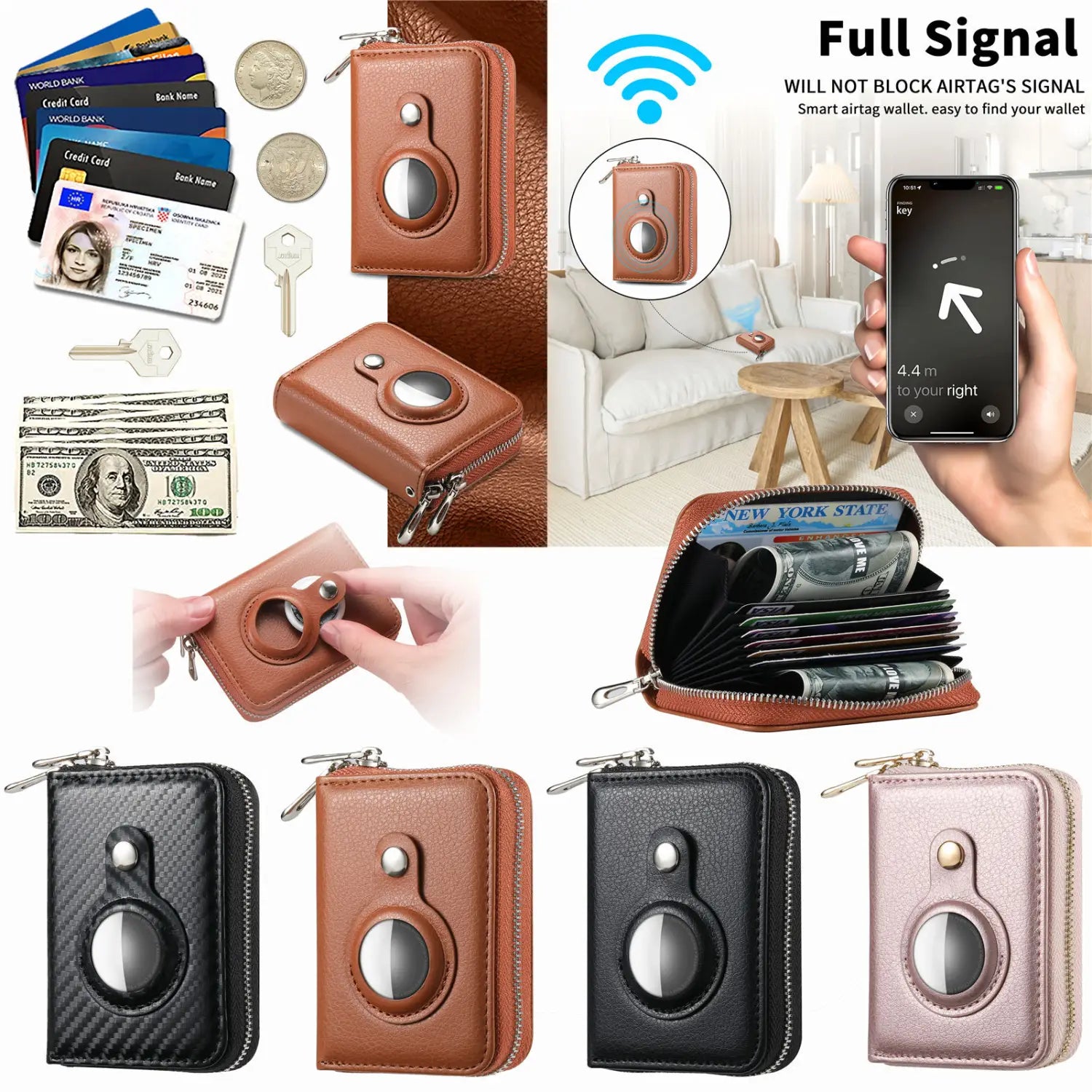 Kohlefasermuster PU-Auskleidung Wallet Unisex wasserdichte Anti-Diebstahl-Lagerung