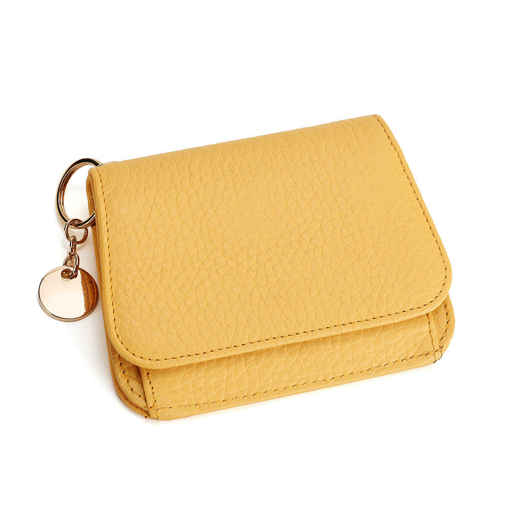 Solid Color Women’s Fashion Zipper Coin Purse - Solid Color Wallets with Round Tag for Stylish Women