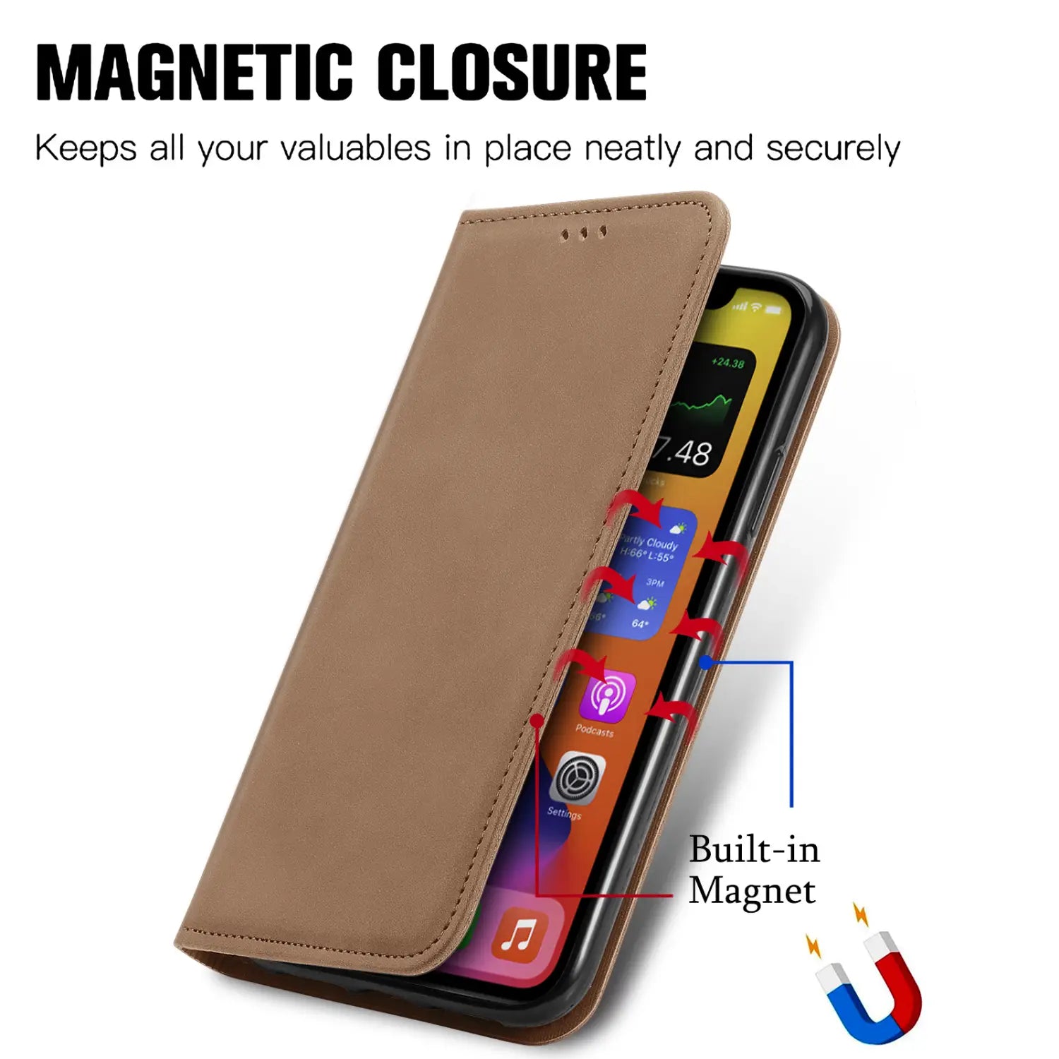 Magnetic Protective Cover for Apple Phones with Skin Feeling Solid and Anti-Wear