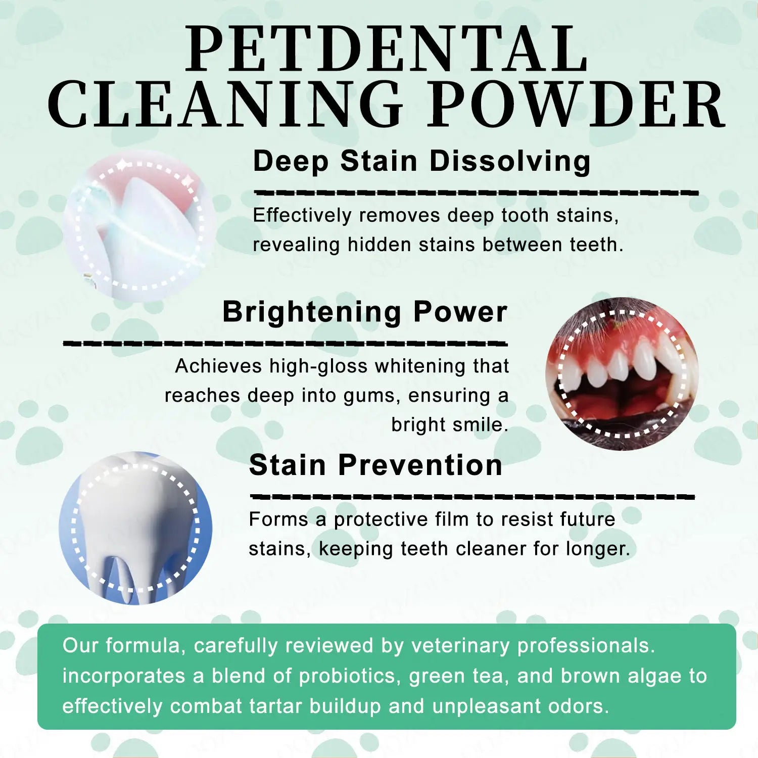 Lemmikloomade hammaste puhastuspulber koertele ja kassidele suuhooldus 100g