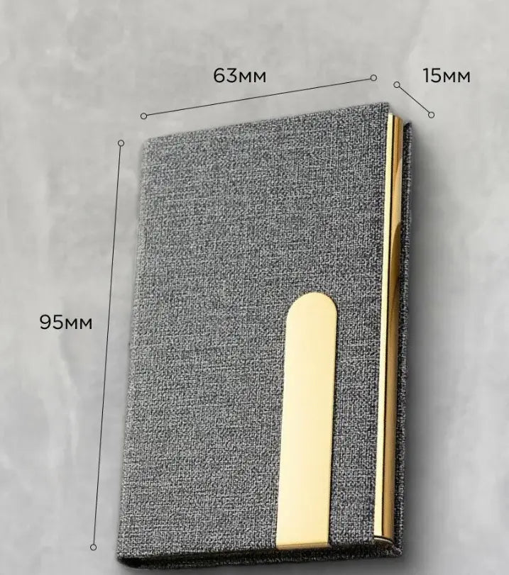 Gray 13 Gold and Silver Metal Business Card Holder with Stainless Steel PU Pack