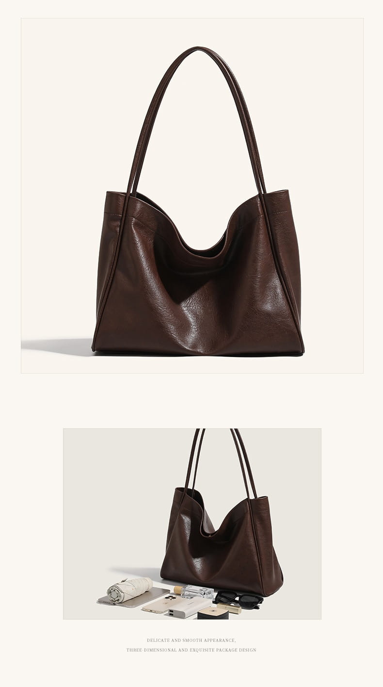Casual Soft Leather Retro Style Commuter Shopping Shoulder Bag