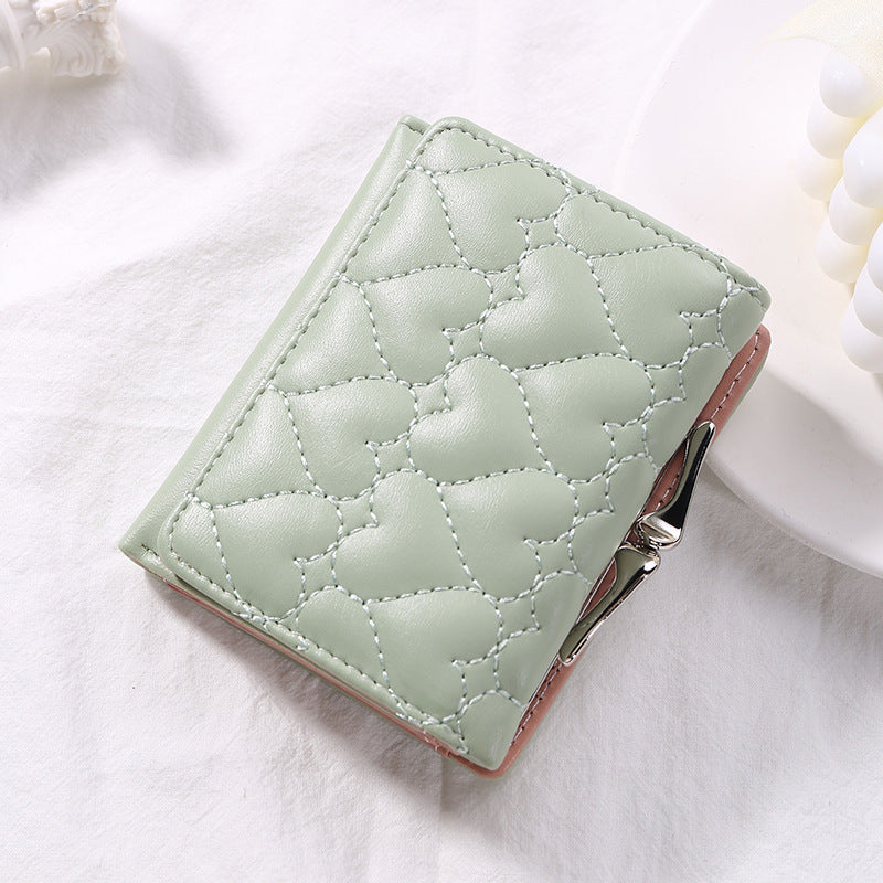 Short Chic Embroidery Thread Small Wallet Female Fresh - Short Chic Wallet for Stylish Coin Connoisseurs