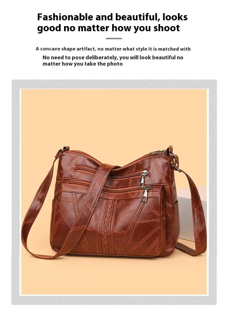 Mála Eagraí Suitcase Leathar PU le póca zipper le haghaidh taistil agus stórála