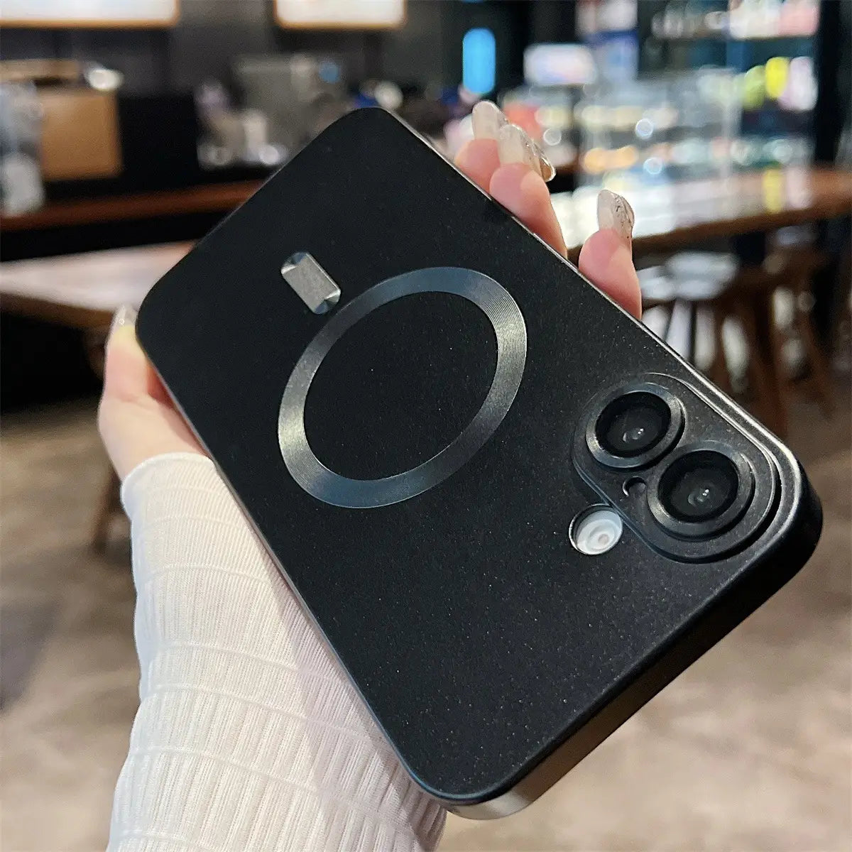 Metallic Paint Magnetic Phone Case for iPhone Non-Apple Brand Compatible