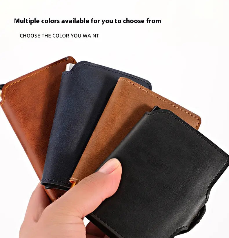 Sealbhóir Cárta Leathar Pu Ultra Solas d'fhir agus do mhná dubh nó donn dorcha