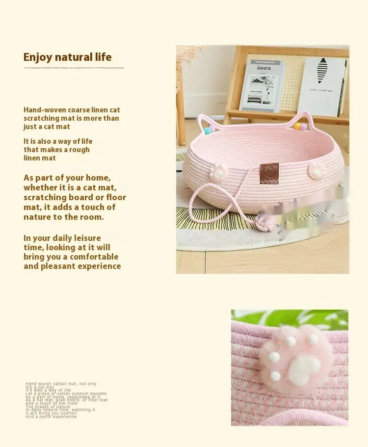 Leaba agus Mata Nead Féin-Hi Cat Pink Cat do Chait Peataí Beaga