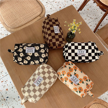 Retro Portable Wash Tableware Storage Wallet For Women - Wash Tableware Wallet the Ultimate Brown Plaid Accessory