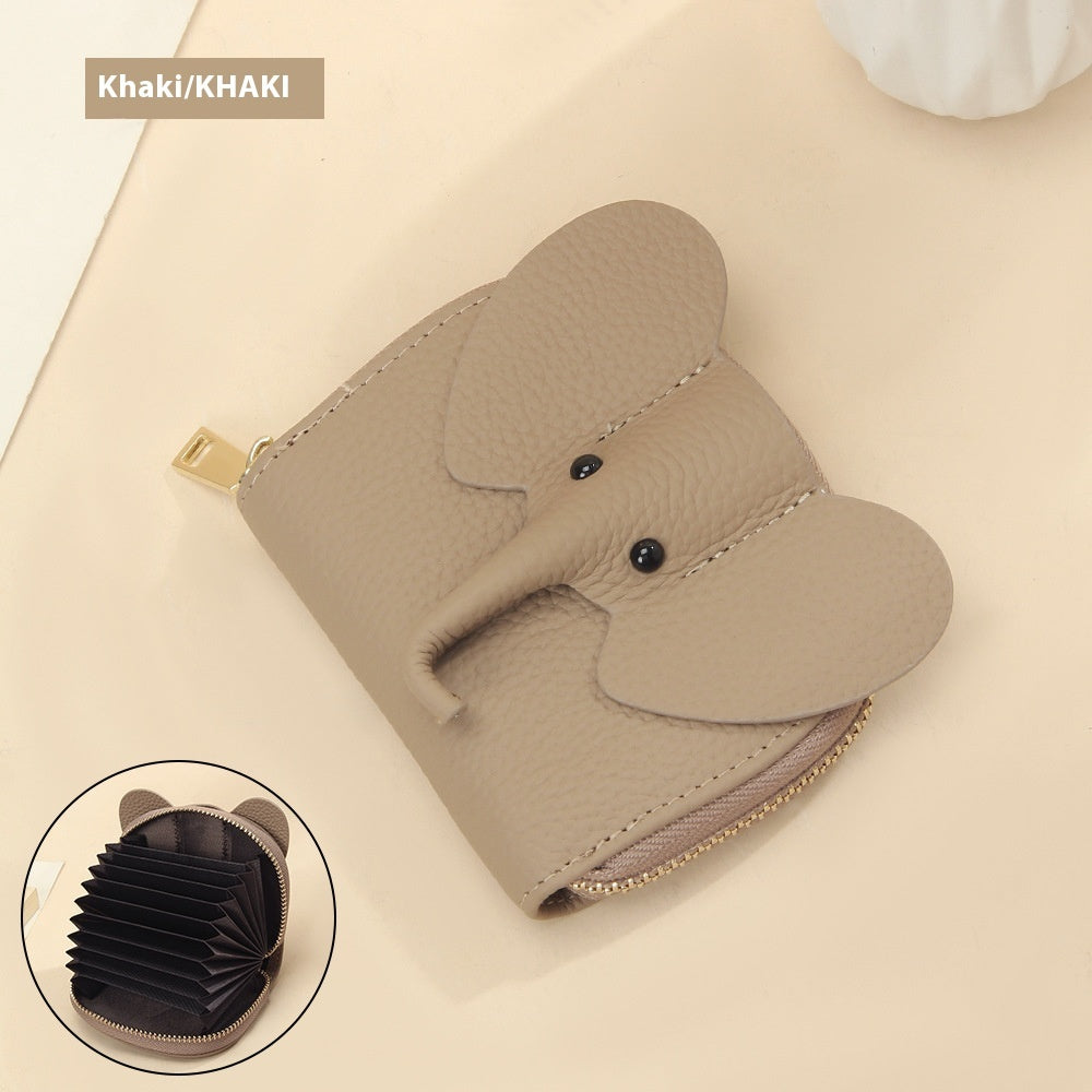 Leather Organ Card Holder Bags Creative Elephant Zipper Wallet Fashion Bag - Zipper Wallet for Trendy Elephants