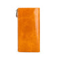 Women’s Real Leather Long Multiple Card Slots Hand-held Retro Oil Wax Skin Coin Purse - Stylish Coin Purse