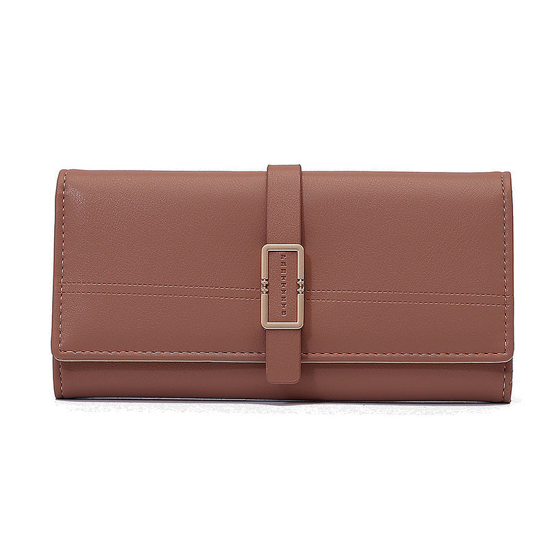 Long Metal Buckle Simple Tri-fold Clutch - Long Metal Buckle Clutch for Fashionably Forgetful