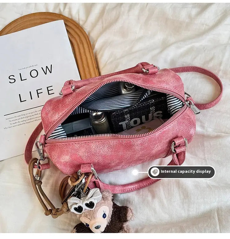 Borsa a tracolla a tracolla in pelle morbida con cerniera per donna