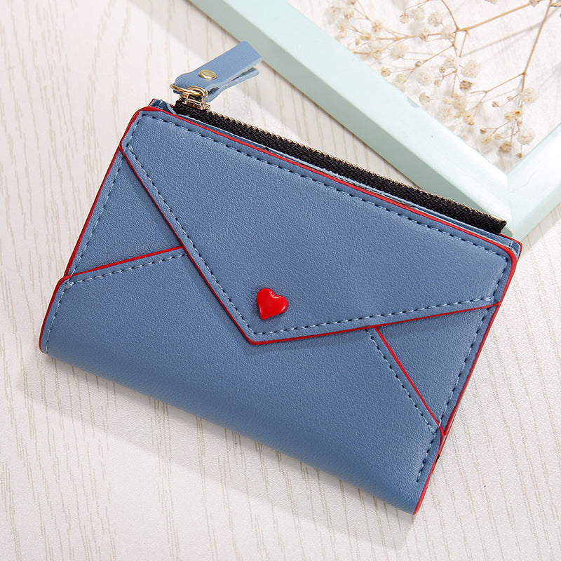 Heart-shaped Short Women’s Pu Card Bag - Heart-Shaped PU Bag: Love Your Cash in Style