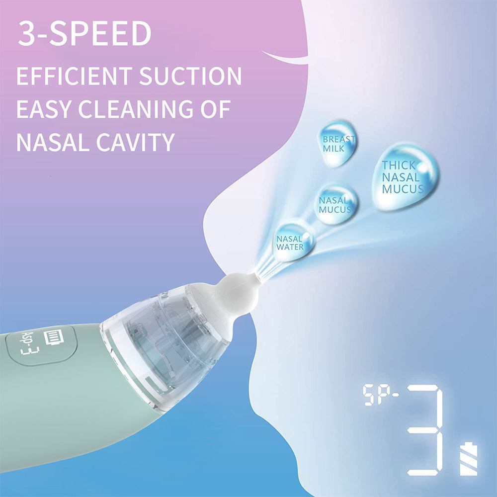 Electric Baby Nasal Aspirator with Adjustable Suction for Infants Nose Sucker - Teleplus electric baby nasal aspirator