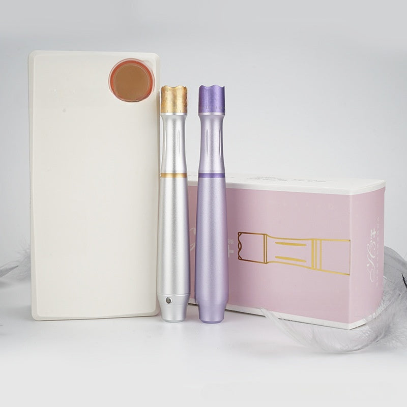 Purple and Silver Electric Beauty Instrument for Face Microneedle Pen Household Water Light - Transform Your Skin
