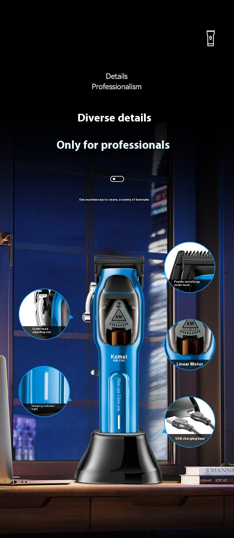 Electrical Hair Cutter with Adjustable Head and USB Fast Charging - Teleplus usb fast charging adjustable cutter head