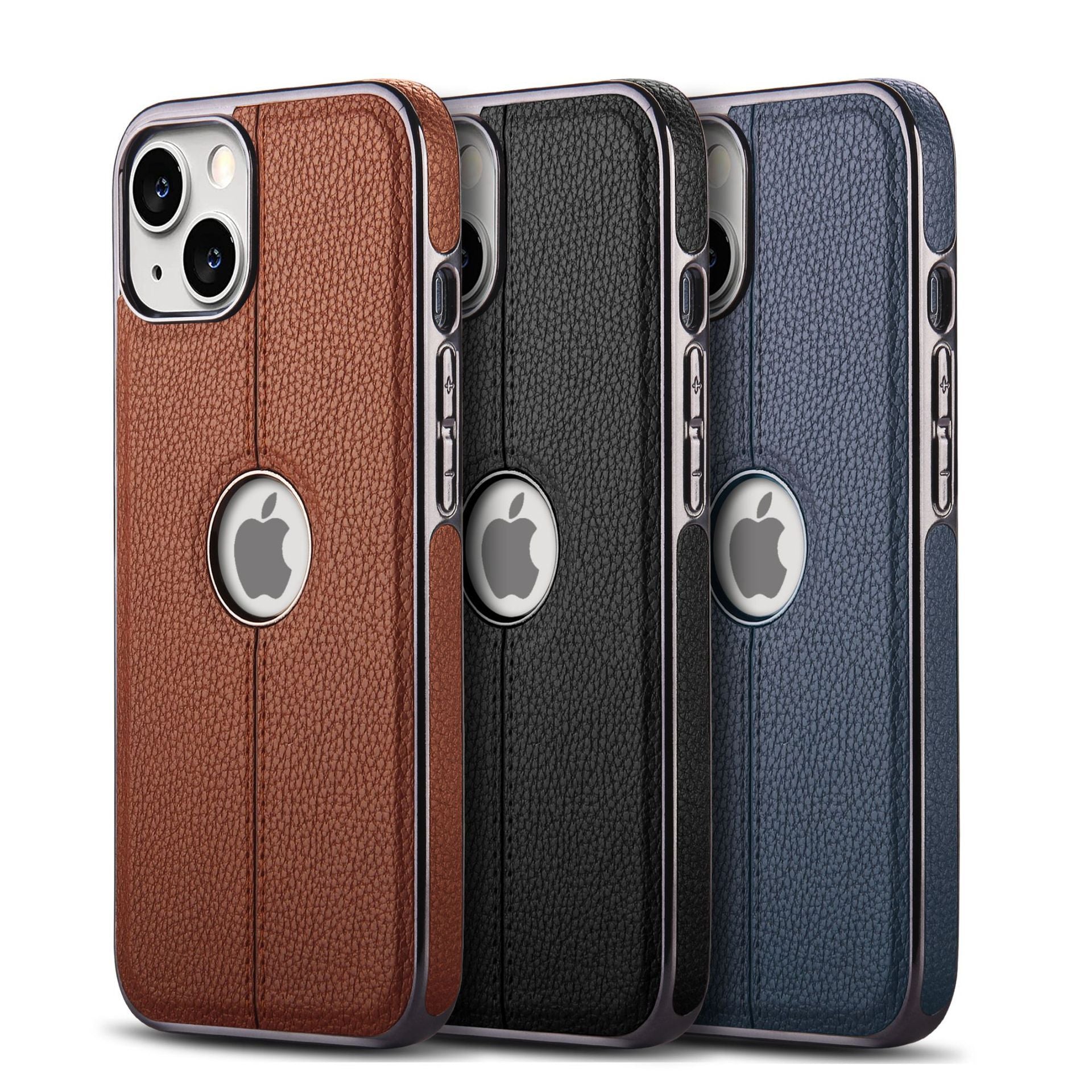 Electroplated Car Line Leather Cell Phone Case - Electroplated Phone Case for iPhone 14 Models