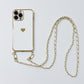 Electroplated Love Lanyard Phone Case for iPhone 11 12 8 with Anti-fall TPU - electroplated love lanyard phone case