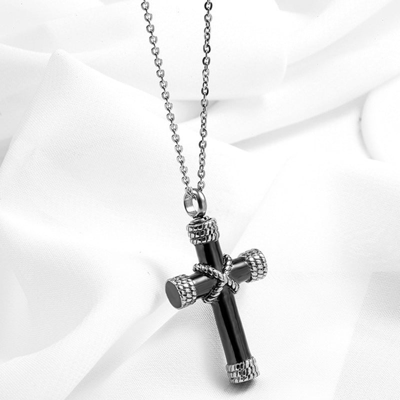Stainless Steel Pendant Necklace with Electroplated Cross Design - stainless steel pendant necklace